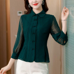 Kontoridaam Mood Sifonki &Otilde;huke Kevad S&uuml;gis Naiste R&otilde;ivad Slim Trend Graatsiline Lihtne &Uuml;hev&auml;rviline Pluus Populaarsus S&auml;rk XXXL roheline