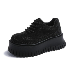 Naiste kingad Platvormtallaga Vabaaja Paelkinnitusega Kivid 7cm Kontsaga K&otilde;rged Kingad Naiste Vabaaeg Kleit Mood L&auml;ige Zapatillas De Mujer 39 must