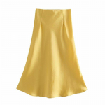 Naiste &uuml;hev&auml;rvilised kvaliteetsed satiinist Midiseelikud Vintage lukuga Elegantsed &scaron;ikkad A-joonega seelikud L