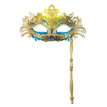 Fancy Party Masque Metalmask k&auml;eshoitava pulgaga poole n&auml;oga Veneetsia mask kivikividega naistele Meestele Ball Ball Mardi Gras Maskeraad
