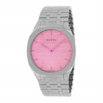 Gucci YA163410 25H Kvarts Roosa sihverplaadiga Naiste k&auml;ekell