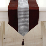 Minimalistlik sametist s&ouml;&ouml;gilaua jooksvaine L&auml;ikiv luksuslik sametist teemantidega laua jooksvaine Paks sametist &scaron;enillist satiinist lauakaunistus 32X250cm tumepruun v&auml;rv