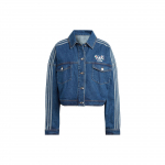 Adidas Originaalid Trefoil Cherry Blossom Limited Edition teksajakk logoga Prinditud &uuml;herealine pikkade varrukatega naiste &uuml;ler&otilde;ivad Indigo IP3767 XL