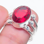 Natural Garnet Gemstone Handmade 925 Sterling Silver Jewelry Ring Size 7 p6k34