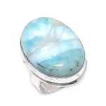 Naturaalne Larimar Kivi K&auml;sit&ouml;&ouml; 925 Sterling H&otilde;be Ehted S&otilde;rmuse Suurus 7 R0j75
