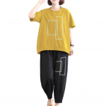 2 tk/komplekt Suvine riietus L&uuml;hikeste varrukatega spordir&otilde;ivad Hingav Trendikas Keskealine ema Geomeetriline tr&uuml;kk Vintage riietus Streetwear XXXXL