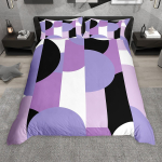 Homewish Abstraktse triibuga tekikottide komplekt, Geomeetriline poolringikujuline voodikomplekt, Moodne kaasaegne minimalistlik tekikatte komplekt DE S 135x200cm 2pcs&set