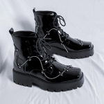 Niche Briti Stiilis Platvormiga Derby Kingad Ruudukujuline Nina L&auml;ikiv Nahk Meeste &Auml;ri-Casual Retro Saapad 39 black