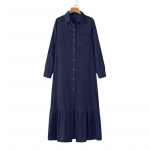Vintage Elegantne Pluss Suuruses Denim Kleit Naised Pikkade Varrukatega &Uuml;herealine Vabaaja S&auml;rk Kleit Suvine &Uuml;hev&auml;rviline Lahtine Volangidega Naiste Kleit Uus 967 XXL