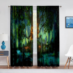 Metsahaldjate muinasjuttude laternad ja fantaasia suur puu t&uuml;llkardinad elutoa magamistoa kaunistamiseks &scaron;ifoonist l&auml;bipaistev voile kardin 1 PCS W100XH250cm&Rod Pocket brown