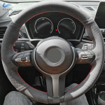 Auto rooliratta seemisnahast perforeeritud nahast kate BMW M Sport F30 F32 F34 F36 F20 F45 F10 F12 F48 F25 F26 F15 F16 jaoks black line-no hole