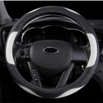 Universal 38cm PU Leather Car Steering Wheel Cover for Ford focus 2 3 BMW e46 e39 Volkswagen Toyota Chevrolet cruze must valge v&auml;rv