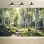 Valge Kasemetsa Seinavaip Pehme Seinakunst Taust Elutuba Magamistuba v&otilde;i Moodne KoduDekoratsioon 59x118in(150x300cm)