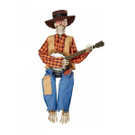 Helendav animeeritud duellitsev banjo m&auml;ngiv luukere Halloweeni laulev kauboikolju kitarriskulptuur liigutatavate k&auml;te ja peaga Halloweeni kingitus without light kollane