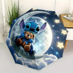 Stitch, Kuuvalge &Ouml;&ouml; Automaatselt Avanev ja Sulguv Vihmavari 8 Ribiga Tuulekindel Kaasaskantav Kokkupandav Vihmavari, Sobib Vabaaja ja &Auml;rireisideks,,
