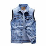 S&uuml;gises kotiga teksariidest Slim Fit sinine &uuml;herealine vabaaja &uuml;hev&auml;rviline meeste vest 4XL