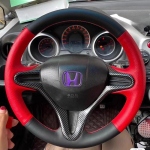 Hand-stitched black red Leather non-slip car Steering Wheel Cover For Honda Old Civic (3-Spoke) 2006-2011 Auto Parts 1