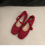 Naiste Balleti madalad lamedad kingad Naiste Retro Mary Jane kingad Luksuslik pehme tallaga kinga Naiste ristrihmaga lamedad kingad Zapatos Mujer 2026 35 punane