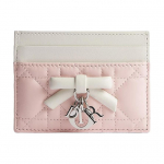 Dior Lady Freesia Cannage Logo Lambanahast Kaardihoidja Naiste aksessuaarid Roosa Kreemjas S2604PUQC-M19I Gift Set(Basic Set+Box+Shopping Bag)