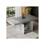 Table de salle &agrave; manger extensible - MUVOE - L140/180*L80*H76cm - 8 places - Aspect b&eacute;ton - Multifonctionnelle
