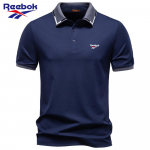 Reebok 2026 Kevad ja Suvi Tikandiga Jacquard Rullkaelusega POLO S&auml;rk Vabaaja Meeste Kvaliteetne Puuv&auml;rviline L&uuml;hikeste Varrukatega T-s&auml;rk S tumesinine v&auml;rv