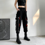 Pahkluu pikkusega Harem Cargo p&uuml;ksid naiste p&uuml;ksid Mood Hip Hop T&auml;navar&otilde;ivad Puuvillased paelad Jooksjad vabaaja p&uuml;ksid Naiste riided 2XL must