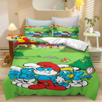 Smurfid Hooaja Anime, Kodu Magamistoa Mugavus Nordic pol&uuml;estermaterjal, sobib lastele ja t&auml;iskasvanutele, 3-osaline komplekt 135x200cm