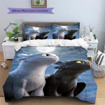 Kuidas koolitada oma draakoni Hambaorgu ja Valgusti tekikott & padjap&uuml;&uuml;rid, HTTYD f&auml;nnide voodipesu, Ideaalne kingitus.chl 135x200cm
