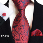 Kuninglikud triibulised paisley lipsud meestele Luksuslik 8cm lipsutasku ruut mansetin&ouml;&ouml;bid Kingituskomplekt Jacquard-kudumiga lips &Uuml;likonna aksessuaarid white