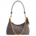Coach Juliet 27 Br&auml;ndilogo Eemaldatav pikk &otilde;larihm Signature Jacquard Viimistletud vasikanahast Suur &otilde;lakott Naiste &otilde;lakott CDG71-B4S0M Basic Set (Bag+Dust Bag)