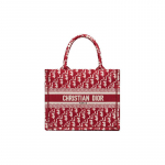 DIOR [Uue suurusega kott] BookTote Book Oblique Tikand Vana lilleline t&auml;istr&uuml;kiga tikitud kott K&auml;sikott Ostukott V&auml;ike Naiste Bordoopunane punane