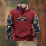 Meeste l&auml;&auml;nefliisist jakk Cowboy Bull Head Print Pullover 1/4 T&otilde;mblukuga Stand krae pikkade varrukatega Country dressipluusid Pullover mantlid S