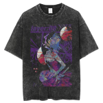 Jaapani Anime Vintage Pesitud T&auml;iuslik Sinine T-s&auml;rk Meestele Naistele &Uuml;le suuruses Moodne Vabaaja Streetwear Puuvillane L&uuml;hikeste Varrukatega T-s&auml;rk Topid L black