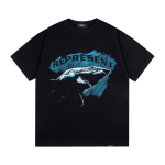 Suvine Meeste ja Naiste Represent Pliiatsitr&uuml;kiga T-s&auml;rk Vintage Pesitud Streetwear S must