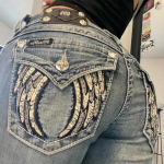 FlowStreet 90ndate Vintage Teksap&uuml;ksid Naistele Y2K Uued Sinised Teksap&uuml;ksid Tikitud Tiibade Taskuga Hip Hop Harajuku Gooti Laiad P&uuml;ksid Streetwear Naiste P&uuml;ksid S sinine