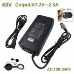 67.2V2.5A Kiirlaadija 60V K&auml;ru jaoks harley Citycoco 16S 60V Liitiumaku GX16 Pistikuga Jahutusventilaatoriga 100-240V US