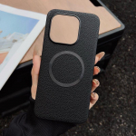Kvaliteetne lit&scaron;i mustriga nahast juhtmevaba laadimiskarp Xiaomi 17T Pro 17Ultra 15T 15 Pro 14T jaoks, Magsafe'iga, kukkumiskindel, &otilde;huke kate xiaomi 15 must