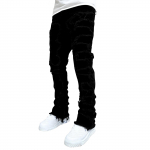 Meeste kulunud skinny fit teksap&uuml;ksid rebenenud detailidega, moekad vabaaja stret&scaron;-denim p&uuml;ksid streetwear stiilis L must
