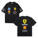Meeste ja naiste &uuml;le suurusega Ferrari F1 v&otilde;idus&otilde;idu T-s&auml;rk Klassikaline sponsorlogoga tr&uuml;kk L&uuml;hike varrukas Mootorisport Vabaaja t&auml;navar&otilde;ivad T-s&auml;rk S must
