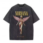 Nirvana rockib&auml;nd meeste Retro puuvillane pestud T-s&auml;rk In Utero album mees Naiste &uuml;legabariidiline Y2K kulumisega T-s&auml;rk Vabaaja lahtine streetwear S