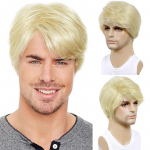 S&uuml;nteetiline Ombre Blond Parukas Meestele L&uuml;hike Laineline Tukkidega Parukas Naturaalsed Kohevad Juuksed Igap&auml;evane Anime Peo Cosplay Parukad Meessoost