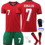 2024/2025 Portugali Laste Jalgpalli S&auml;rgi Komplekt Euro Cup Ronaldo F&auml;nni T-s&auml;rk ANUTETOUNI&reg; 100-110 CM