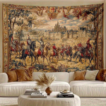 Keskaegne Ratsu lossi seinavaip Retro Euroopa Klassikaline Palee Stiilis Seinakate elutuppa ja k&uuml;laliskorteri sisustuseks 150X180CM beige