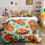 Armas punase panda mustriga voodipesu tekikott komplekt Tekikott padjap&uuml;&uuml;rid (1* Tekikott 2* Padjap&uuml;&uuml;ri, without tekikate) 135x200cm orange