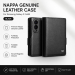 NAPPA ehtsast nahast magnetiline klapp&uuml;mbris Samsung Galaxy Z Fold8 Fold 8 jaoks Lai Premium &auml;ri veisenahast kaardipesa rahakott must
