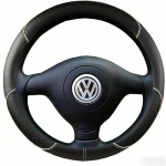 Kunstnahast autojuhtimiskangi kattekomplekt Volkswagen VW Golf 4 Passat B5 1996-2003 Seat Leon 1999-2004 Polo 1999-2002 jaoks Beige round