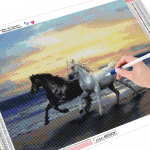 Tikkimislapp 5D teemantmaal ristpistes 2 hobune jooksva mosaiigiga kleebitud tikkimisvaik 20*30 cm