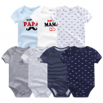 7 tk/partii vasts&uuml;ndinute bodyd L&uuml;hikeste varrukatega beebiriided O-kaelusega beebikombed 3M