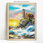 Teemantmaali maastikku tuletorn T&auml;is &uuml;mmargune rhinestone'i pilt Tikandid Teemant 20X30