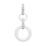 Les Tr&eacute;sors De Lily [L5747] - h&otilde;bedane ripats 'Sissi' valge (keraamiline) roodiumiga kaetud - 26x12 mm valge